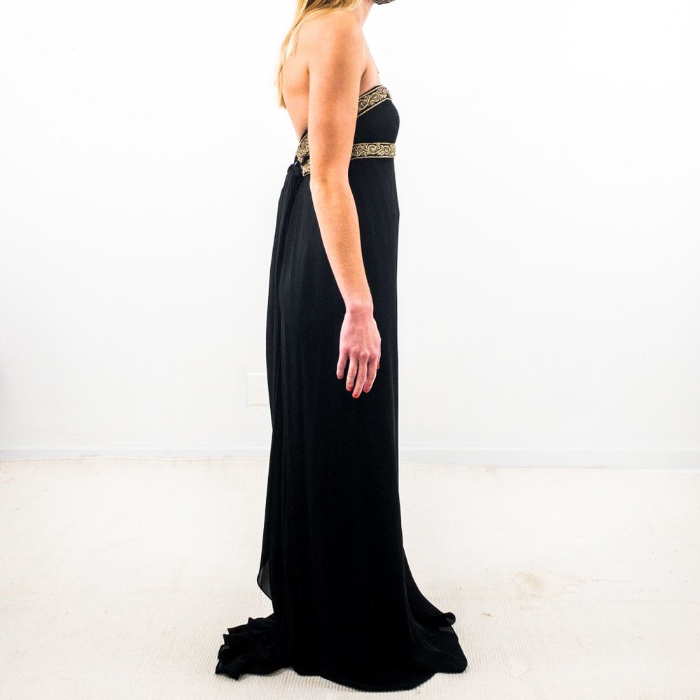 Marchesa 2 Silk Goddess Formal Maxi Gown Black - Picture 4 of 13